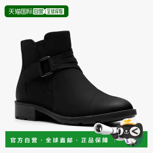 自营Clarks Adalynn Faye 26184067靴子女式B黑色磨绒脚踝短靴MEW