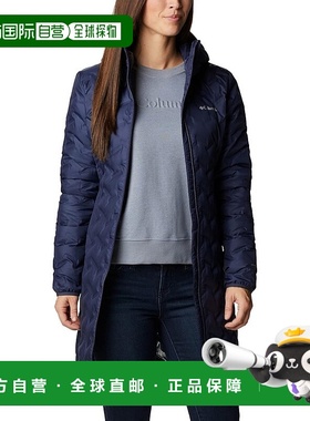 自营 Columbia Delta Ridge长款羽绒服女式蓝色连帽全拉链SGN1545