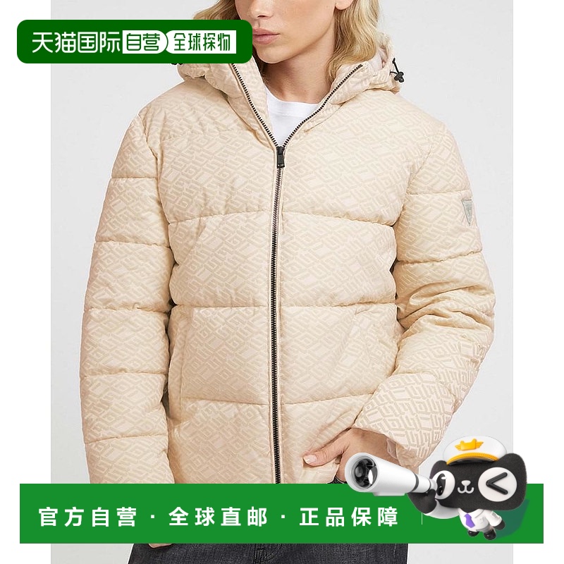 1h可退 【美国直邮】GUESS 男士全身徽标羽绒服 时尚保暖防风 适