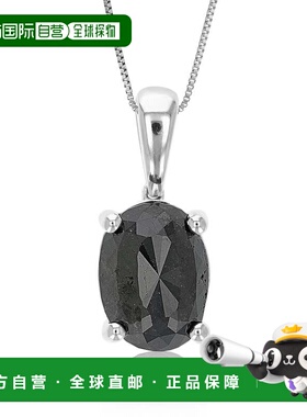 自营vir jewels4 克拉椭圆形黑色钻石吊坠项链纯银带链 - 银 美国