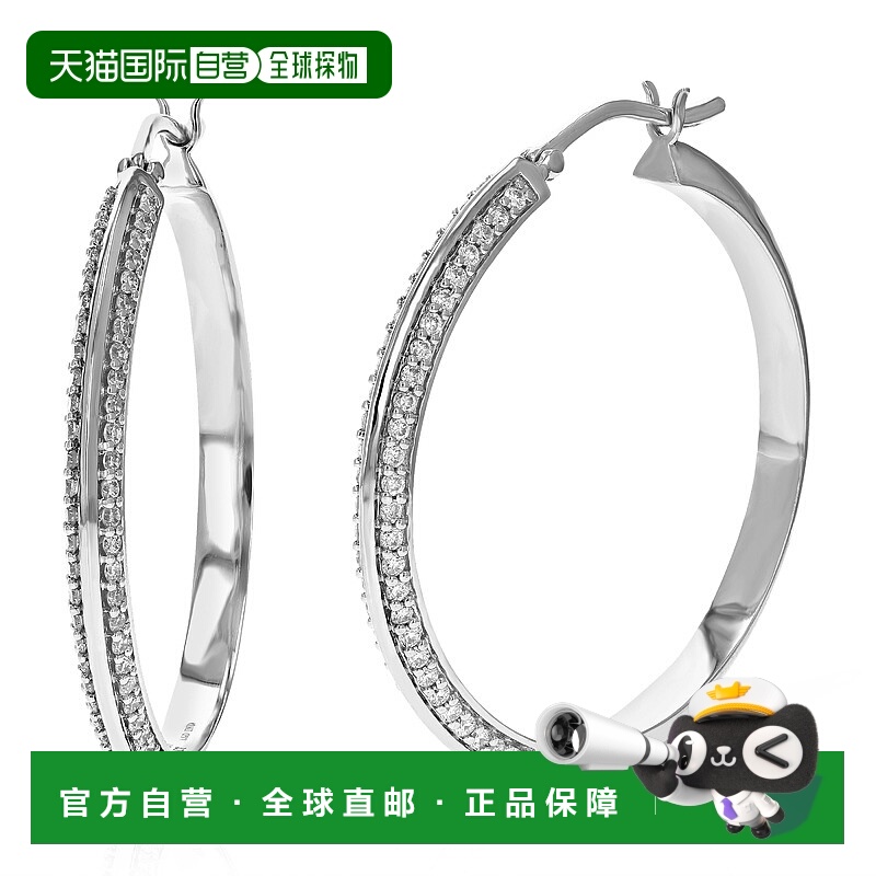 自营 vir jewels3/4 克拉 108 颗宝石圆形实验室培育钻石圈形耳环