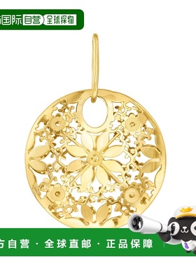 自营 Ross-Simons 意大利 14kt 黄金圆形花朵吊坠 - 黄色 美国奥