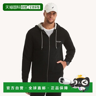 自营 Nautica男式大号高拉链羊毛连帽衫-真黑色 美国奥莱直发卫衣