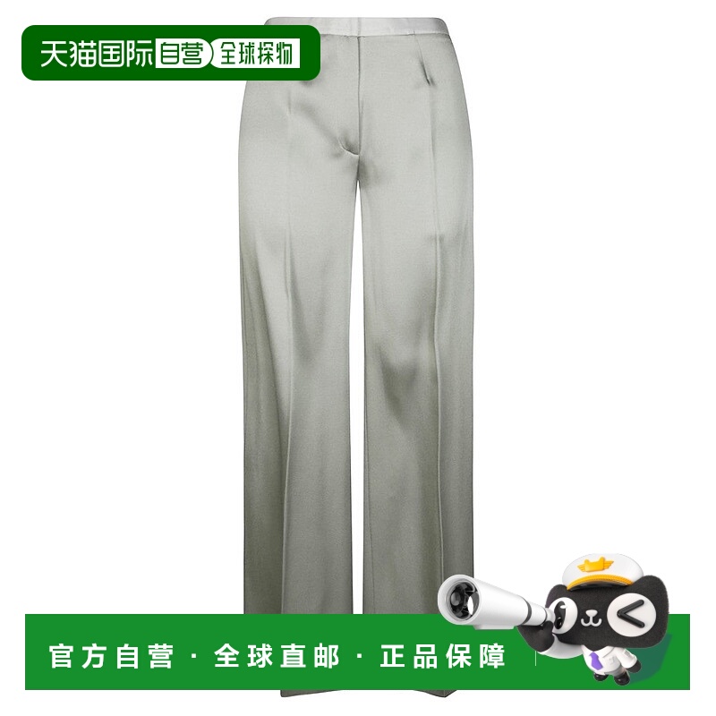 自营forte forte高腰阔腿长裤,闪亮缎面处理-灰色 美国奥莱直发