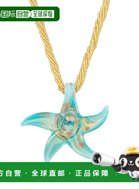自营Ross-Simons 意大利绿松石穆拉诺玻璃海星项链，18kt 纯银镀