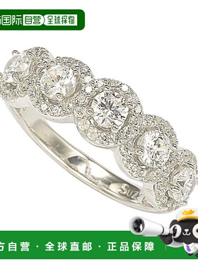 自营 Suzy Levian 纯银立方氧化锆 5 石光环戒指 - - 白色 美国奥