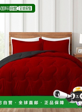 自营 peace nest双面羽绒被套装，1 件羽绒被和 2 件枕套 - 红色/