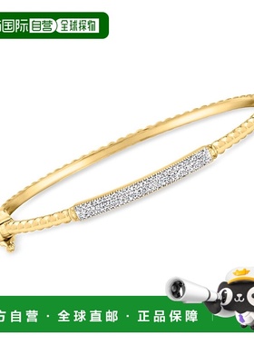 自营Ross-Simons Diamond Bar Bangle Bracelet in 18kt Gold Ove