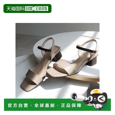 自营  Vivian女士凉鞋灰色一字扣带透气高跟简约潮流女鞋高跟鞋