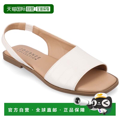 自营journee collectionJournee女式Brinsley中宽平底凉鞋-白色