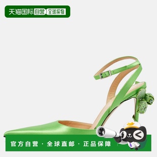 自营Mach & Mach Green Satin Wonder Tulip Pointed Toe Ankle S