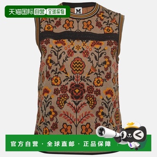 自营M Missoni Brown Floral Pattern Knit Sleeveless Top - bur