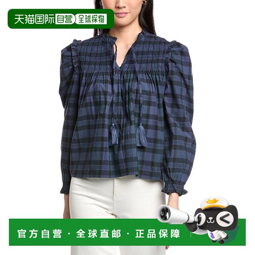 自营Sail to Sable Puff Sleeve Top - blue 美国奥莱直发
