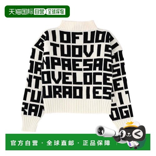 自营msgmBlack Virgin Wool-Blend Lettered Sweater - white 美