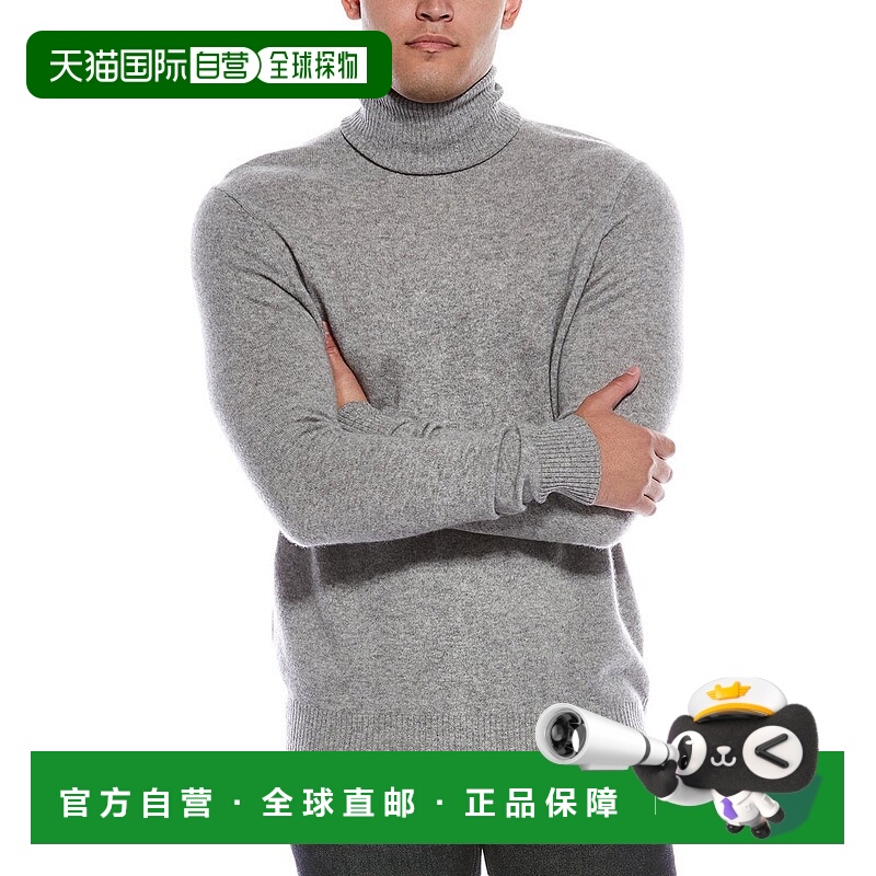 自营Quinn纯色羊绒高领毛衣-灰色 美国奥莱直发