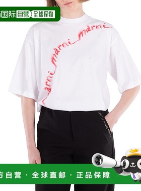 自营 Marni Wavy标志棉质针织T恤-白色 美国奥莱直发女装