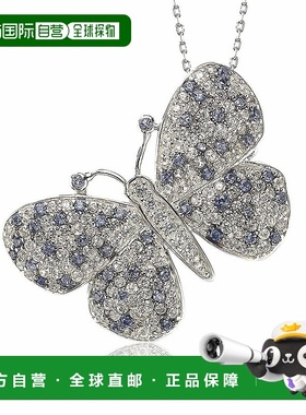 自营 Suzy Levian 纯银蓝宝石和钻石口音蝴蝶吊坠胸针 - 蓝色 美