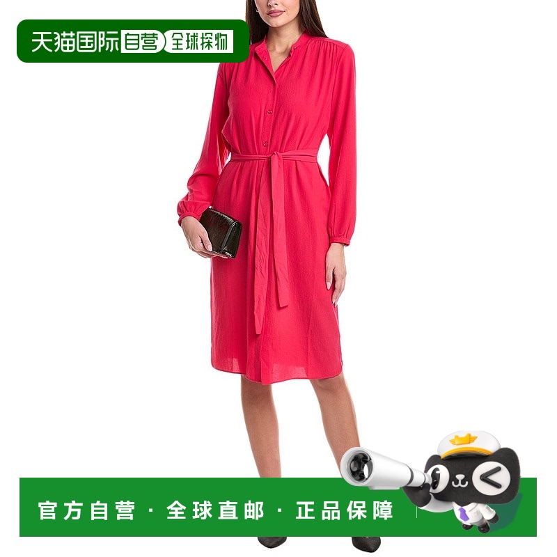 自营 BOSS Hugo BOSS Deborah绉纱衬衫连衣裙-粉红色 美国奥莱直