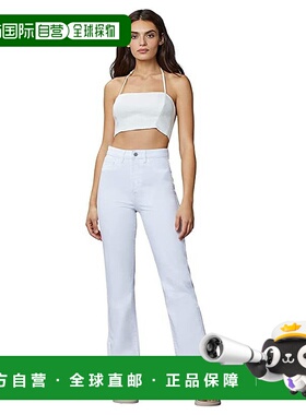 自营DL1961 Emilie Jeans Women's White High Rise Side Slit St
