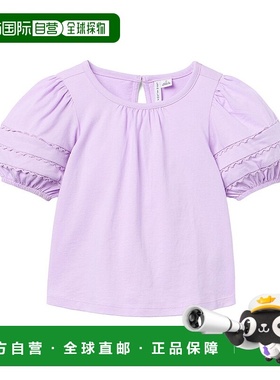 自营Janie and Jack蕾丝镶边泡泡袖上衣-紫色 美国奥莱直发