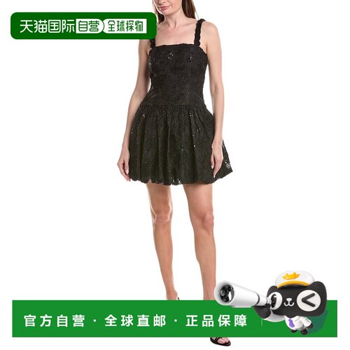 自营Adrianna Papell Soutache Flounce Short Dress - black 美