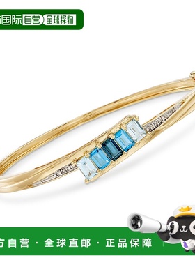 自营 Ross-Simons 同色蓝色托帕石手镯配以 18 克拉黄金 18 克拉