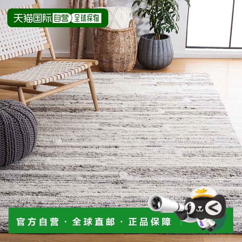 自营safavieh卡萨布兰卡手工制作区域地毯，象牙色/灰色现代风格-