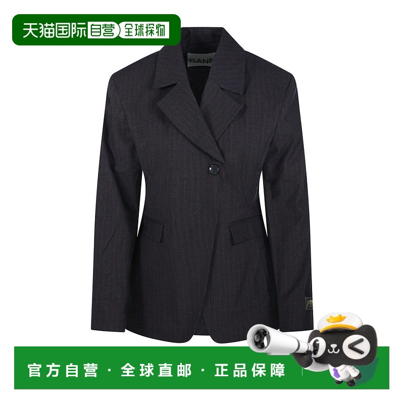 自营 ganniStretch Stripe Blazer - black 美国奥莱直发