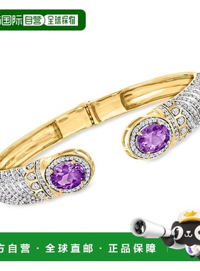 Ross-Simons 紫水晶和白色托帕石手镯 18 克拉金镀在纯银上 - 8