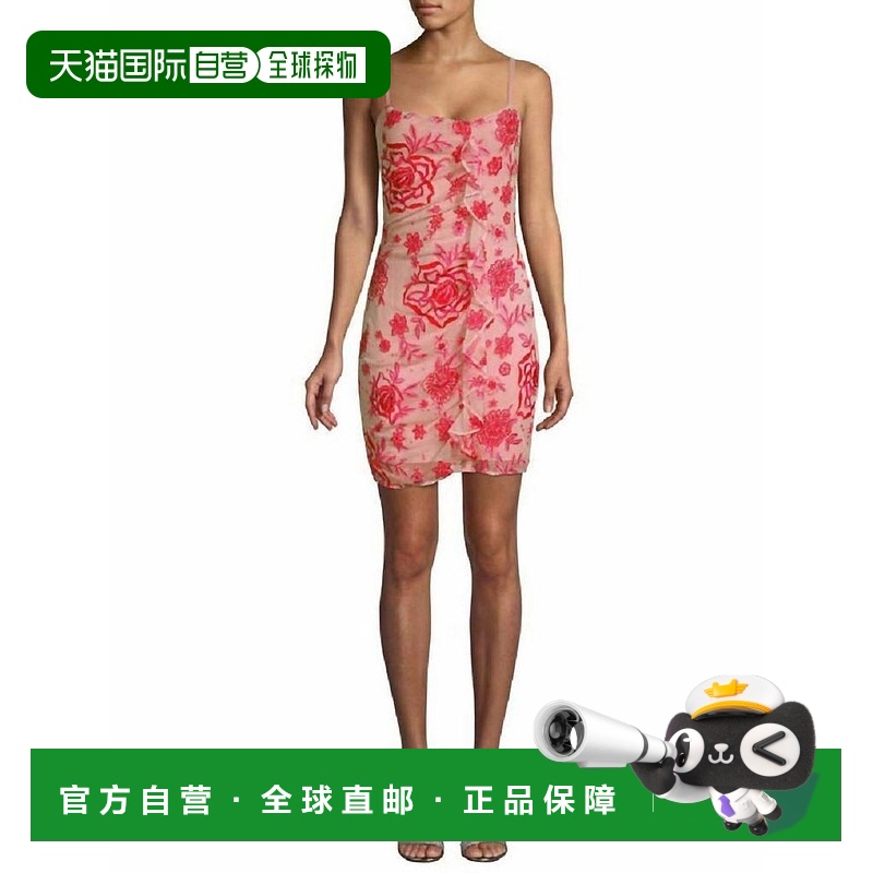 【美国直邮】parker 女士 连衣裙蕾丝缎面紧身短款荷叶边