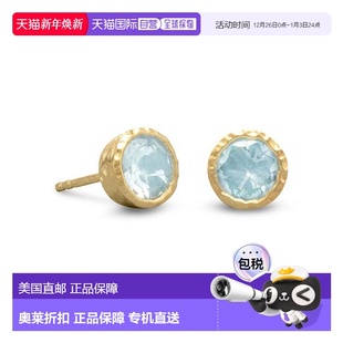 金 自营 金蓝色托帕石耳钉 oliver18k 美国奥莱直发耳饰 liv