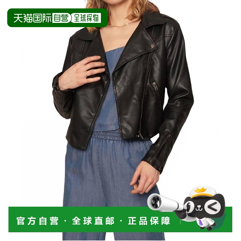 自营en cremeFaux Leather Moto Jacket In Black - black 美国奥