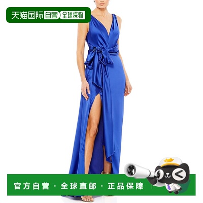 自营 Mac Duggal Self Tie Draped Gown with Overlay Train - bl