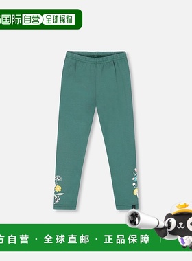 自营deux par deux深绿色花朵印花紧身裤-深绿色 美国奥莱直发