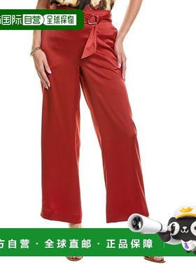 自营 Anne Klein系带高腰阔腿长裤-红色 美国奥莱直发阔腿裤