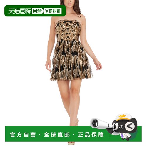 自营Dress The Population Callie Mini Dress - gold 美国奥莱直
