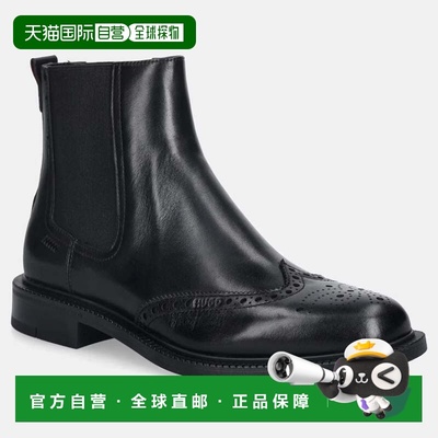 自营hugo bossHugo Men's Lysander Chelsea Leather Boots, Blac