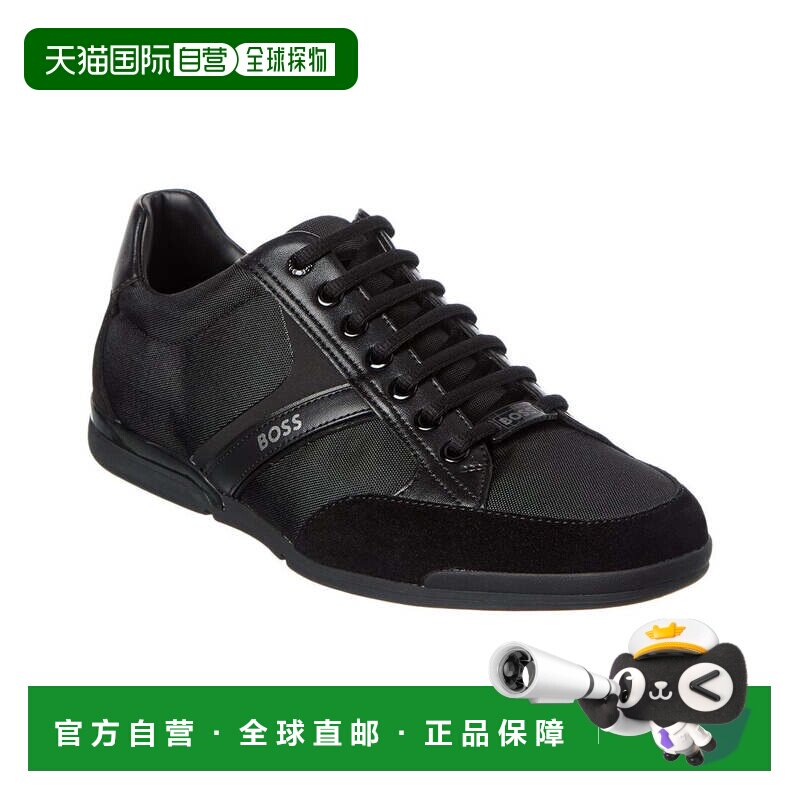 自营Hugo Boss Saturn帆布皮革运动鞋-黑色 男鞋美国直发奥莱