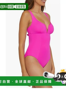 自营 BECCA颜色代码Erin V线切割一体式女式粉红色泳衣BUU141-粉