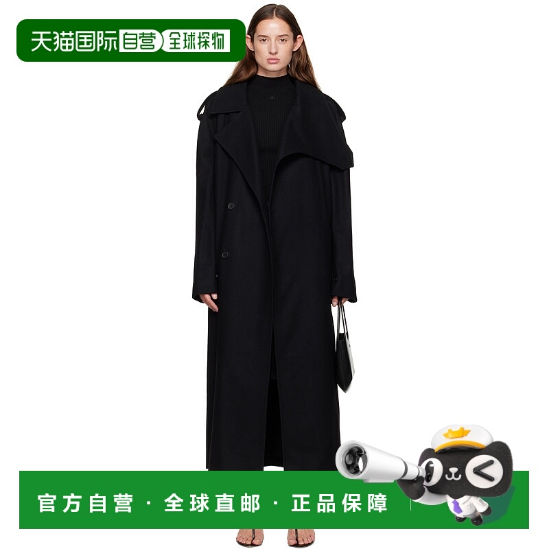 1h可退 香港直邮潮奢 Courreges 女士 黑色 Oblique Wool 风衣 32