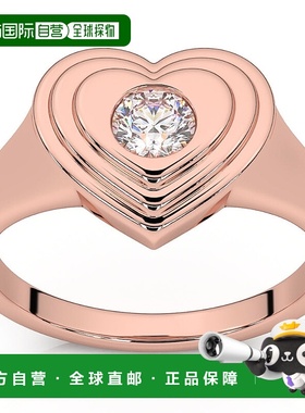 pompeii31/4 克拉钻石单粒女式甜心印章心形戒指 14k 黄金实验室