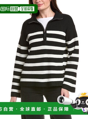 自营English Factory Wool-Blend 1/2-Zip Sweater - black 美国