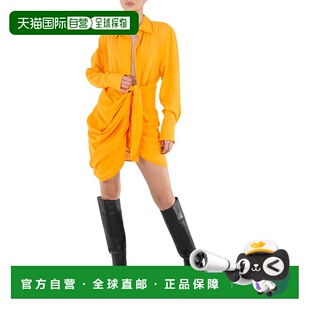 自营 Jacquemus女士橙色巴伊亚腰带迷你连衣裙，品牌尺码34（美国