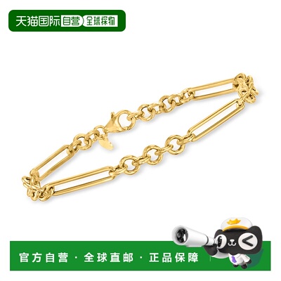 Ross-Simons Italian 14kt Yellow Gold Alternating Cable-Link