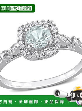 美国直邮julianna b 女士 戒指蓝宝石钻石海蓝宝方形海蓝宝石