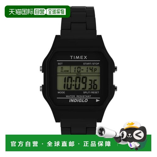 自营Timex 80 36mm光泽黑色树脂手链手表-黑色 美国奥莱直发