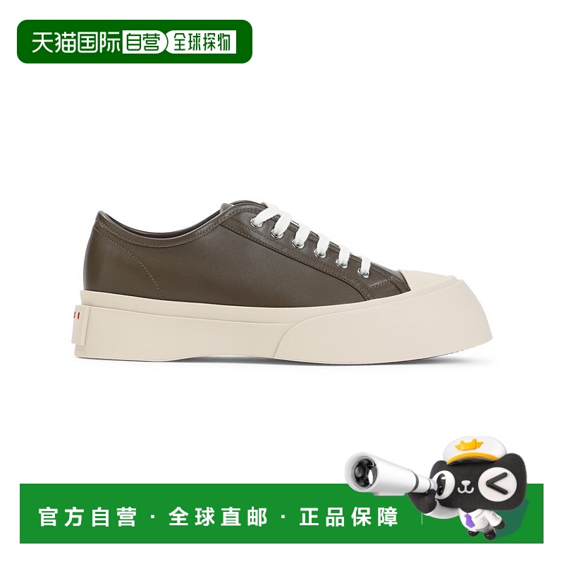 自营marniSage Green Calf Leather Sneakers With Sole - green