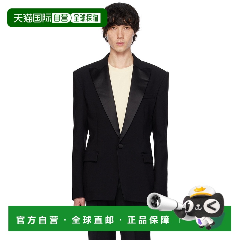 香港直邮潮奢 Balmain 巴尔曼 男士 黑色戗驳领西装外套 CH1SE035