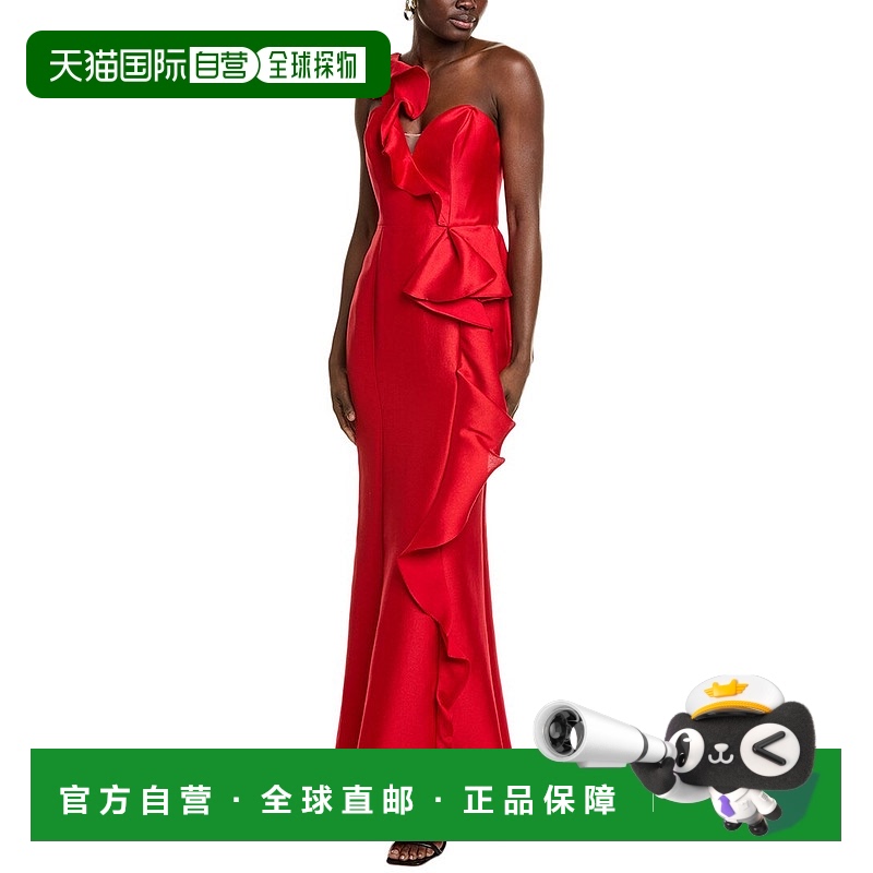 自营 Marchesa Notte Mikado丝绸混纺礼服-红色 美国奥莱直发长裙