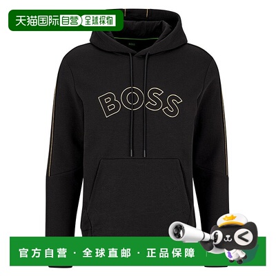 自营Hugo Boss Men's Soody 2 Black Hoodie Sweatshirt with Gol